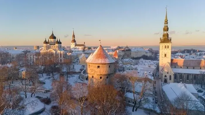 Framed Print : Tallinn old town aerial view during a cold winter day in Estonia Framed Print : Tallinn old town aerial view during a cold winter day in Estonia