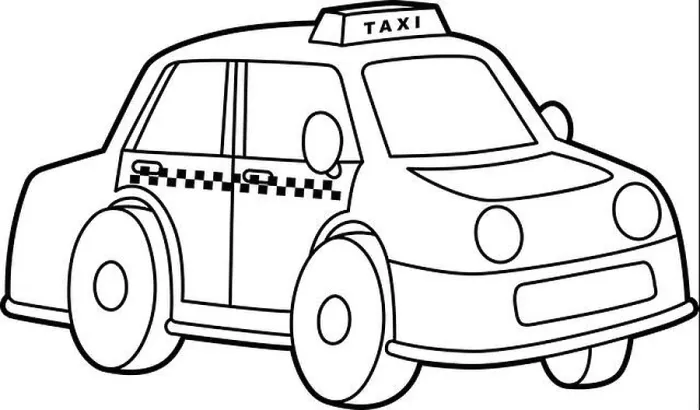 Framed Print : Taxi Coloring Page Isolated for Kids Framed Print : Taxi Coloring Page Isolated for Kids