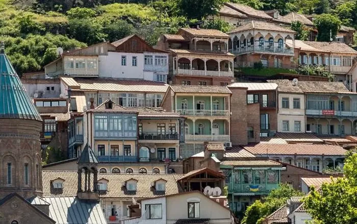 Framed Print : Tbilisi, Georgia - May 17 2022: Traditional and historical Georgia houses in Tbilisi old city center Framed Print : Tbilisi, Georgia - May 17 2022: Traditional and historical Georgia houses in Tbilisi old city center