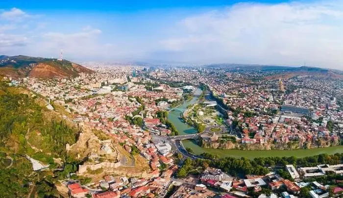 Framed Print : Tbilisi old town aerial panoramic view Framed Print : Tbilisi old town aerial panoramic view