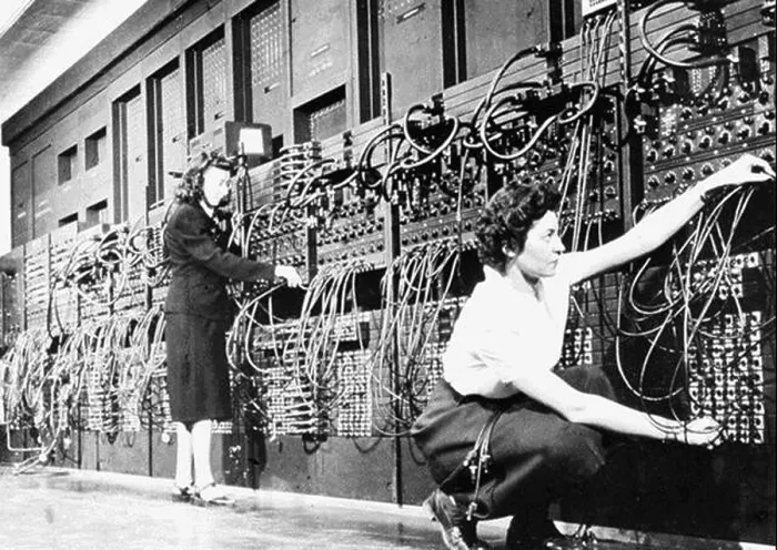 Framed Print : Technicians Connecting Wires of ENIAC Framed Print : Technicians Connecting Wires of ENIAC