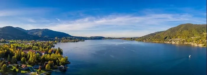 Framed Print : Tegernsee lake in Bavaria. Germany. Aerial Panorama. Beautiful and famous Spot Framed Print : Tegernsee lake in Bavaria. Germany. Aerial Panorama. Beautiful and famous Spot