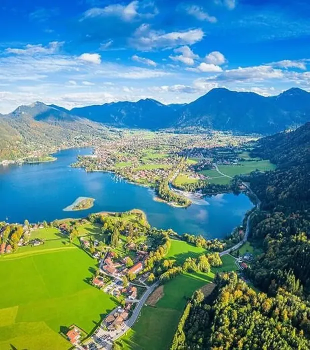 Framed Print : Tegernsee lake in the Bavarian Alps. Aerial Panorama. Autumn. Germany Framed Print : Tegernsee lake in the Bavarian Alps. Aerial Panorama. Autumn. Germany