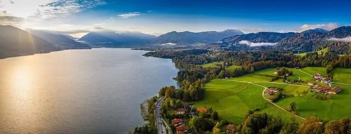 Framed Print : Tegernsee lake in the Bavarian Alps. Aerial Panorama. Spring. Germany Framed Print : Tegernsee lake in the Bavarian Alps. Aerial Panorama. Spring. Germany