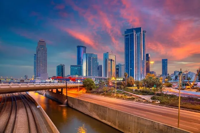 Framed Print : Tel Aviv. Cityscape image of Ramat Gan, Tel Aviv, Israel during dramatic sunrise Framed Print : Tel Aviv. Cityscape image of Ramat Gan, Tel Aviv, Israel during dramatic sunrise