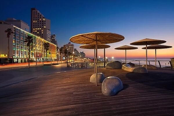 Tel Aviv Promenade. Image of Tel Aviv, Israel during sunset