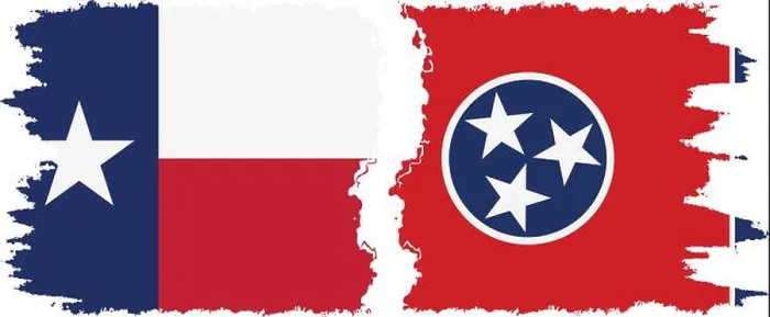 Framed Print : Tennessee and Texas states grunge brush flags connection, vector Framed Print : Tennessee and Texas states grunge brush flags connection, vector