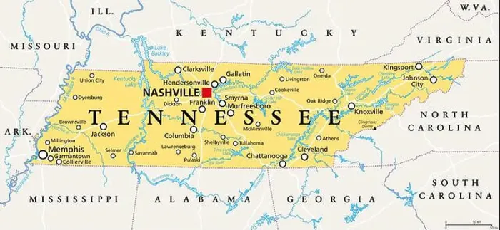 Framed Print : Tennessee, TN, political map, with capital Nashville Framed Print : Tennessee, TN, political map, with capital Nashville
