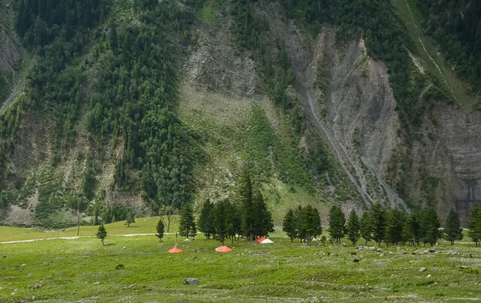 Framed Print : Tents at the valley in Jammu and Kashmir, India. The Kashmir valley is famous for its beautiful mountainous landscape Framed Print : Tents at the valley in Jammu and Kashmir, India. The Kashmir valley is famous for its beautiful mountainous landscape