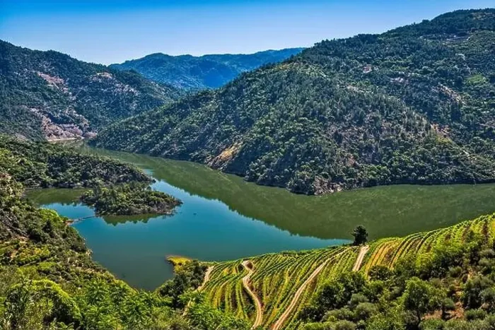 Framed Print : Terraced vineyards over Foz Tua Reservoir in Garganta do Rio Tua, Rio Tua Gorge, near Sao Mamede, Norte region, Portugal Framed Print : Terraced vineyards over Foz Tua Reservoir in Garganta do Rio Tua, Rio Tua Gorge, near Sao Mamede, Norte region, Portugal
