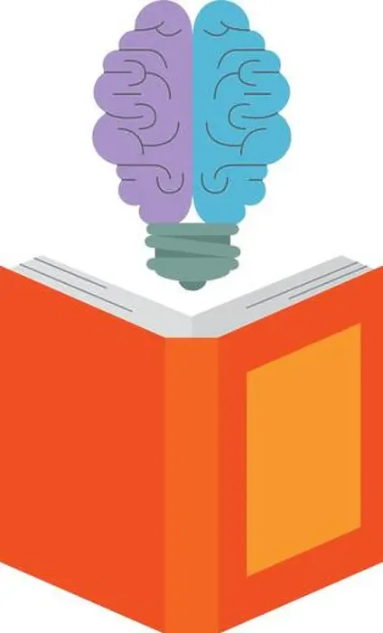 Framed Print : text book with bulb brain Framed Print : text book with bulb brain