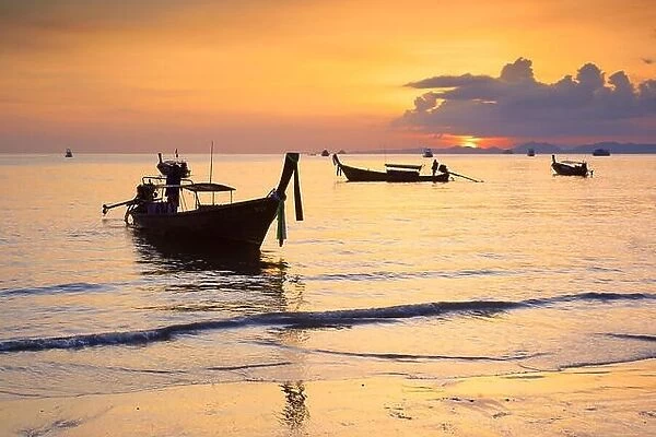 Thailand - Krabi province, Phang Nga Bay, sunset landscape on the beach