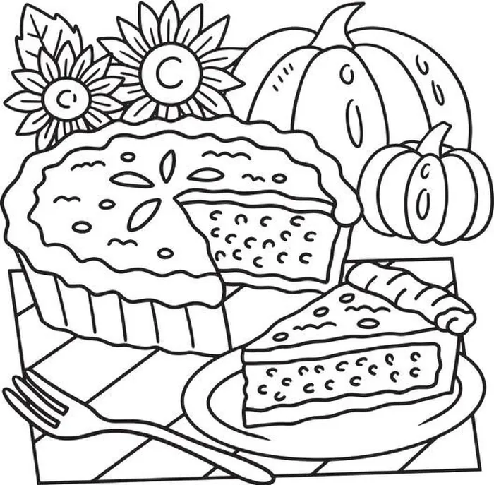 Framed Print : Thanksgiving Pumpkin Pie Coloring Page for Kids Framed Print : Thanksgiving Pumpkin Pie Coloring Page for Kids