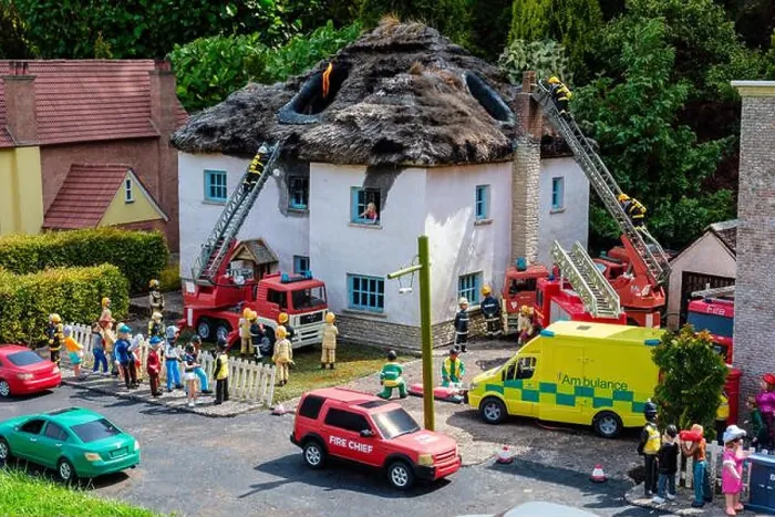 Framed Print : A thatched roof on fire at Babbacombe Model Village, Babbacombe, Torquay, Devon Framed Print : A thatched roof on fire at Babbacombe Model Village, Babbacombe, Torquay, Devon