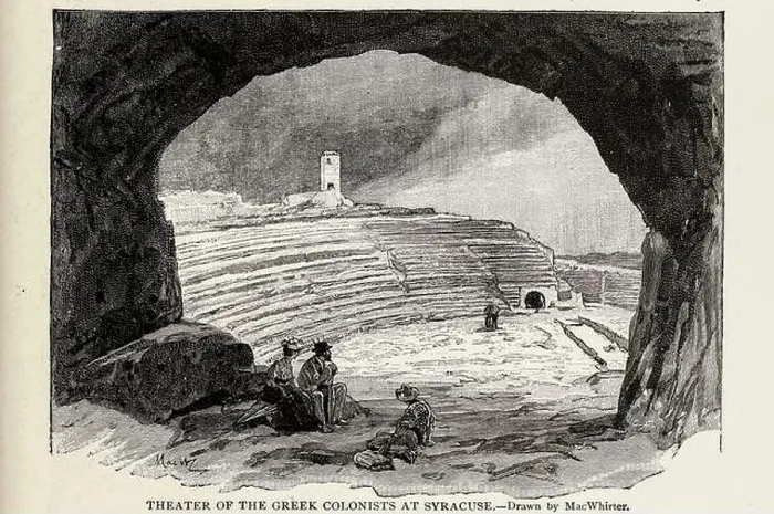 Framed Print : THEATER OF THE GREEK COLONISTS AT SYRACUSE from Book VIII The Romans from volume 3 of Ridpath's Universal history Framed Print : THEATER OF THE GREEK COLONISTS AT SYRACUSE from Book VIII The Romans from volume 3 of Ridpath's Universal history