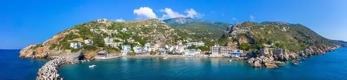 Framed Print : Therma village on Ikaria island with thermal springs, Greece Framed Print : Therma village on Ikaria island with thermal springs, Greece