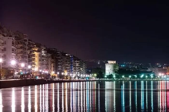 Framed Print : Thessaloniki urban views, during night Framed Print : Thessaloniki urban views, during night