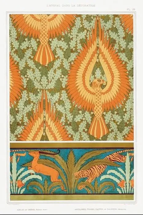 Framed Print : Tiger-Eagle-Deer / Illustration from L'animal dans la decoration (1897) by Maurice Pillard Verneuil Framed Print : Tiger-Eagle-Deer / Illustration from L'animal dans la decoration (1897) by Maurice Pillard Verneuil
