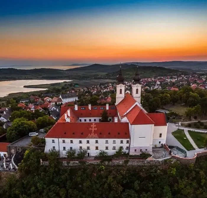 Framed Print : Tihany, Hungary - Aerial view of the famous Benedictine Monastery of Tihany (Tihany Abbey) Framed Print : Tihany, Hungary - Aerial view of the famous Benedictine Monastery of Tihany (Tihany Abbey)