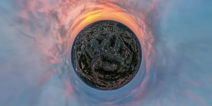 Framed Print : A tiny planet aerial view of Ipswich, Suffolk, UK at sunset Framed Print : A tiny planet aerial view of Ipswich, Suffolk, UK at sunset