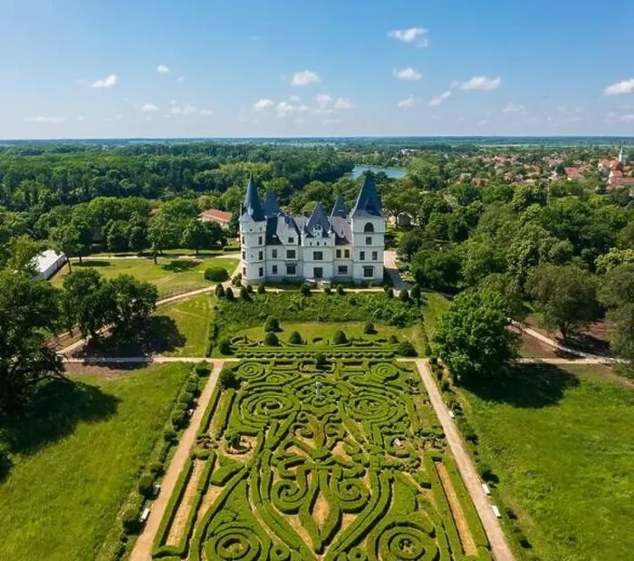 Framed Print : Tiszadob, Hungary - Aerial view about castle Andrassy near river Tisza Framed Print : Tiszadob, Hungary - Aerial view about castle Andrassy near river Tisza