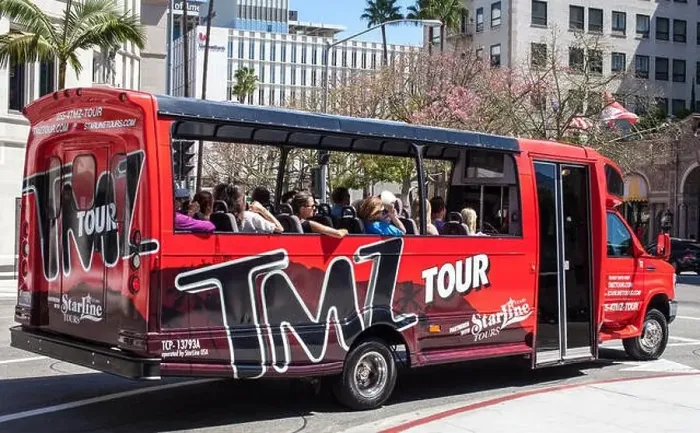 Framed Print : A TMZ tour bus in Beverly Hills Framed Print : A TMZ tour bus in Beverly Hills