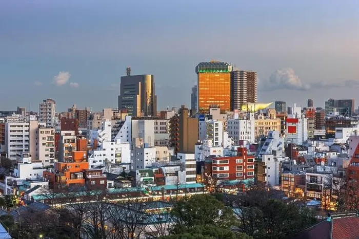 Framed Print : Tokyo, Japan apartment buildings and cityscape in Sumida Ward at dusk Framed Print : Tokyo, Japan apartment buildings and cityscape in Sumida Ward at dusk