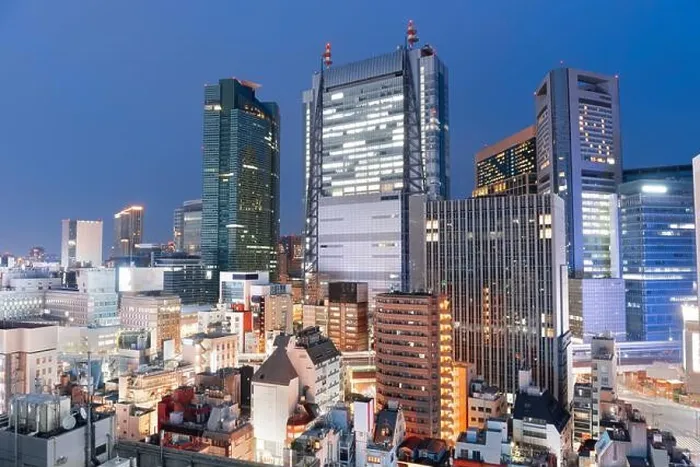 Framed Print : Tokyo, Japan cityscape in the business district of Toranomon at night
