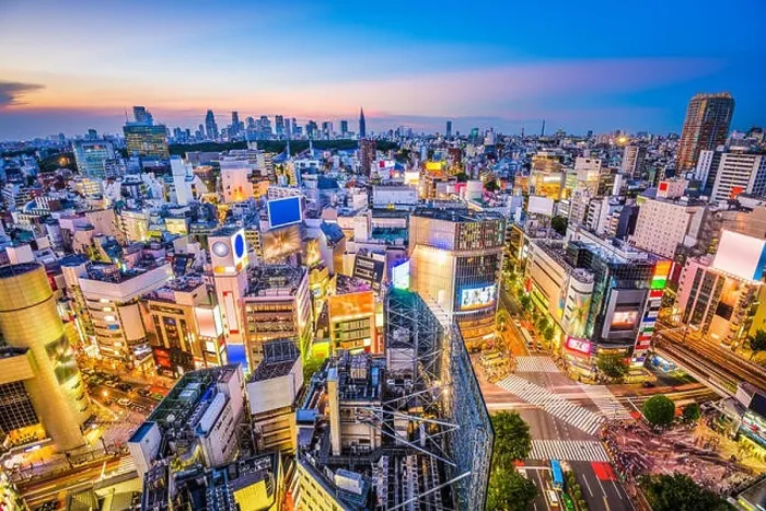 Framed Print : Tokyo, Japan cityscape over the Shibuya district at twilight Framed Print : Tokyo, Japan cityscape over the Shibuya district at twilight