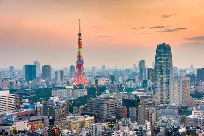 Framed Print : Tokyo, Japan cityscape and tower after sunset Framed Print : Tokyo, Japan cityscape and tower after sunset