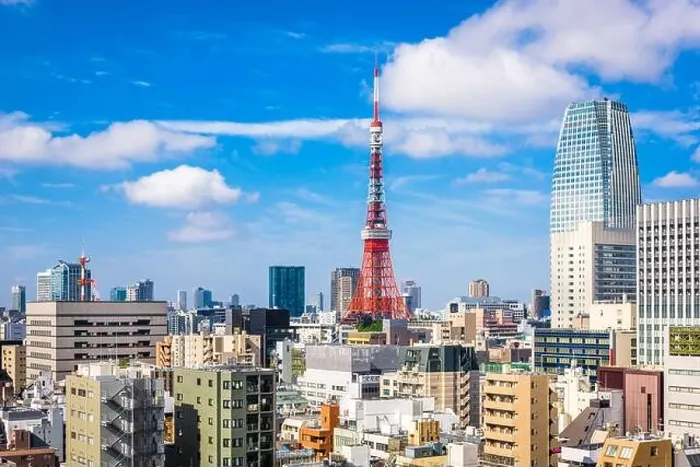 Framed Print : Tokyo, Japan cityscape and tower from the Toranomon business district Framed Print : Tokyo, Japan cityscape and tower from the Toranomon business district