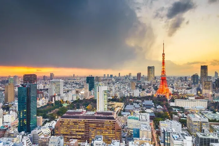 Framed Print : Tokyo, Japan famous skyline with the tower at dusk Framed Print : Tokyo, Japan famous skyline with the tower at dusk