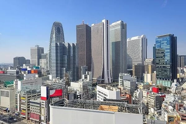 Tokyo, Japan in the financial district skyline of Nishi-Shinjuku