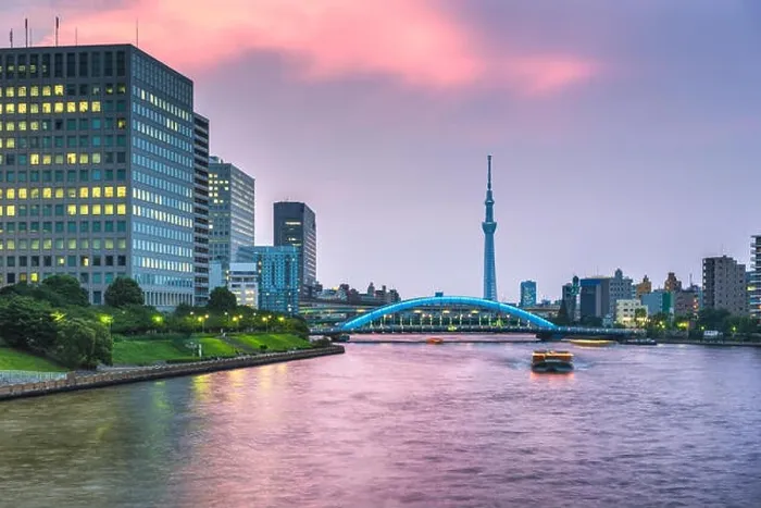 Framed Print : Tokyo, Japan skyline on the Sumida River at night Framed Print : Tokyo, Japan skyline on the Sumida River at night