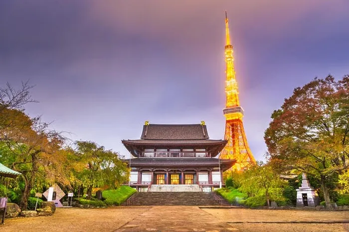 Framed Print : Tokyo, Japan tower and temple at dusk in autumn Framed Print : Tokyo, Japan tower and temple at dusk in autumn