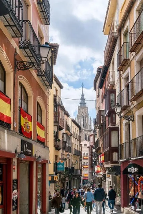 Framed Print : Toledo, Spain - April 15, 2018 : Many tourist sightseeing ancient city Toledo in Castilla la Mancha with Santa Iglesia Catedral Framed Print : Toledo, Spain - April 15, 2018 : Many tourist sightseeing ancient city Toledo in Castilla la Mancha with Santa Iglesia Catedral