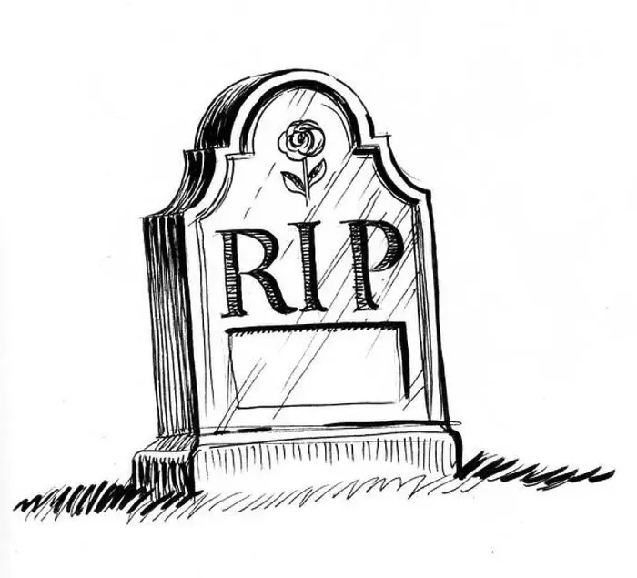 Framed Print : Tombstone with a RIP letters. Ink black and white illustration Framed Print : Tombstone with a RIP letters. Ink black and white illustration