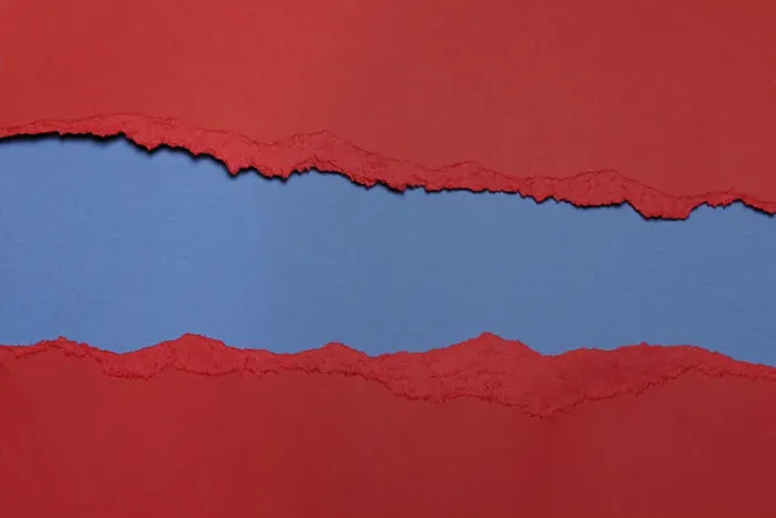 Framed Print : Torn Red Paper with circlet's shape and blue background with space for text Framed Print : Torn Red Paper with circlet's shape and blue background with space for text