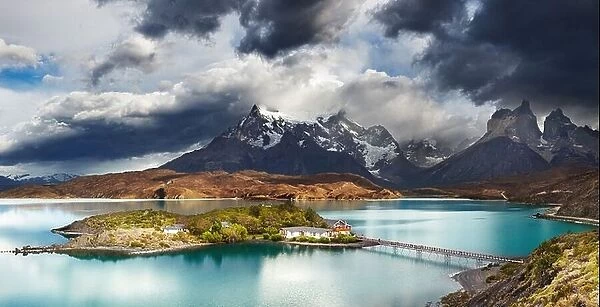 Torres del Paine National Park, Lake Pehoe and Cuernos mountains, Patagonia, Chile