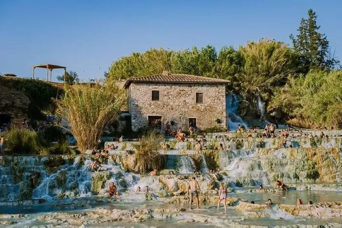 Framed Print : Toscane Italy August 2021, natural spa with waterfalls and hot springs at Saturnia thermal baths Framed Print : Toscane Italy August 2021, natural spa with waterfalls and hot springs at Saturnia thermal baths