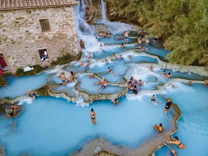 Framed Print : Toscane Italy August 2021, natural spa with waterfalls and hot springs at Saturnia thermal baths Framed Print : Toscane Italy August 2021, natural spa with waterfalls and hot springs at Saturnia thermal baths