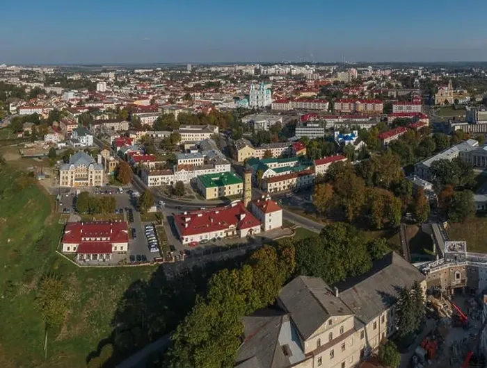 Framed Print : tourist city of Grodno in Belarus. shot on a drone Framed Print : tourist city of Grodno in Belarus. shot on a drone