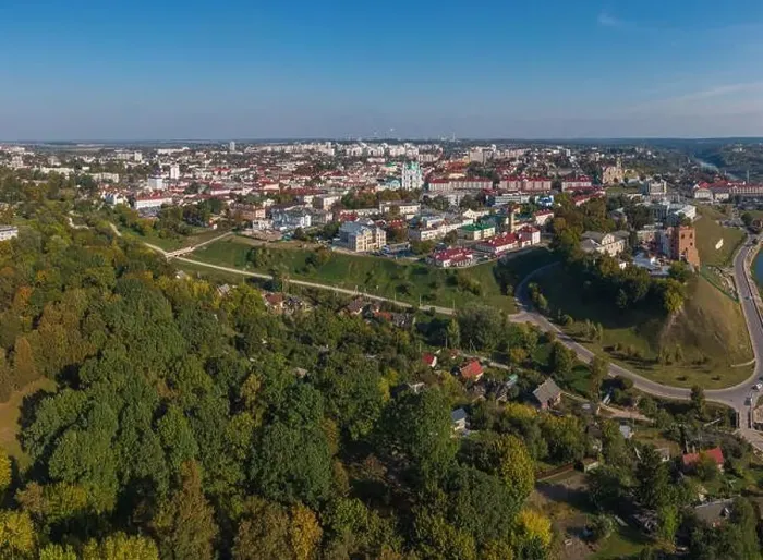 Framed Print : tourist city of Grodno in Belarus. shot on a drone Framed Print : tourist city of Grodno in Belarus. shot on a drone