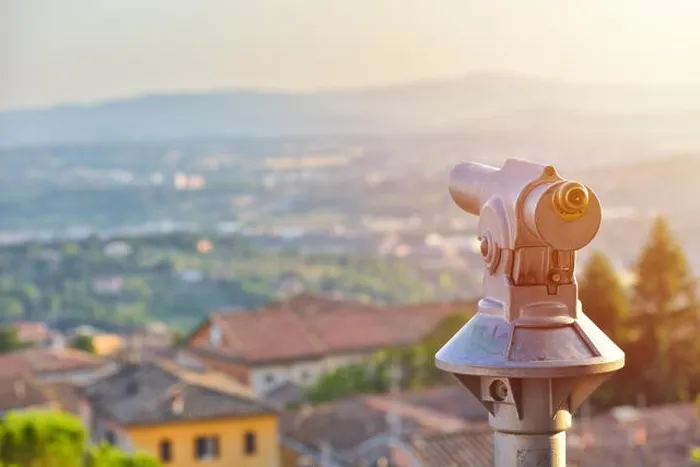 Framed Print : Tourist telescope eyepiece. Travel tourist destination landscape magnification Framed Print : Tourist telescope eyepiece. Travel tourist destination landscape magnification