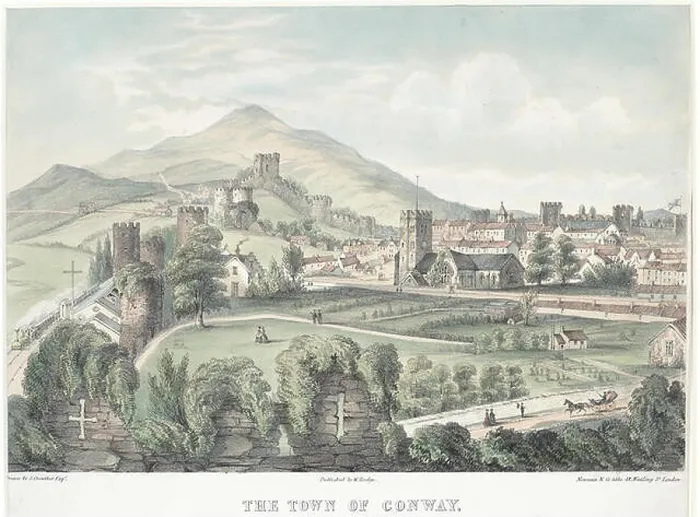 Framed Print : The Town Of Conway Its Church, Plas Mawr, Wall, Tower, &c, as seen from the battlement of the castle Framed Print : The Town Of Conway Its Church, Plas Mawr, Wall, Tower, &c, as seen from the battlement of the castle