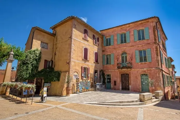 Framed Print : Town Hall on the main square Place De La Mairie in Roussillon, Luberon, Provence, Vaucluse, France Framed Print : Town Hall on the main square Place De La Mairie in Roussillon, Luberon, Provence, Vaucluse, France