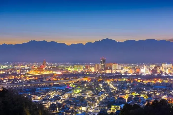 Framed Print : Toyama, Japan downtown city skyline with Tateyama Mountain at dawn Framed Print : Toyama, Japan downtown city skyline with Tateyama Mountain at dawn