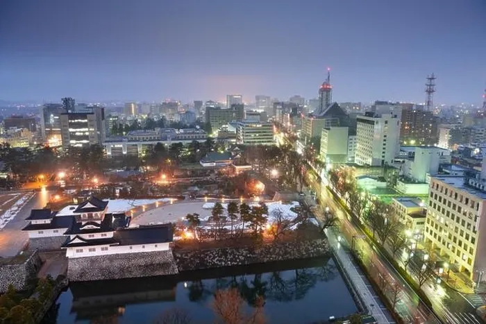 Framed Print : Toyama, Japan downtown city skyline at twilight over the castle Framed Print : Toyama, Japan downtown city skyline at twilight over the castle
