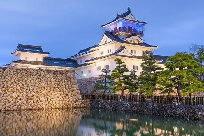Framed Print : Toyama, Japan at Toyama Castle from the moat at twilight Framed Print : Toyama, Japan at Toyama Castle from the moat at twilight