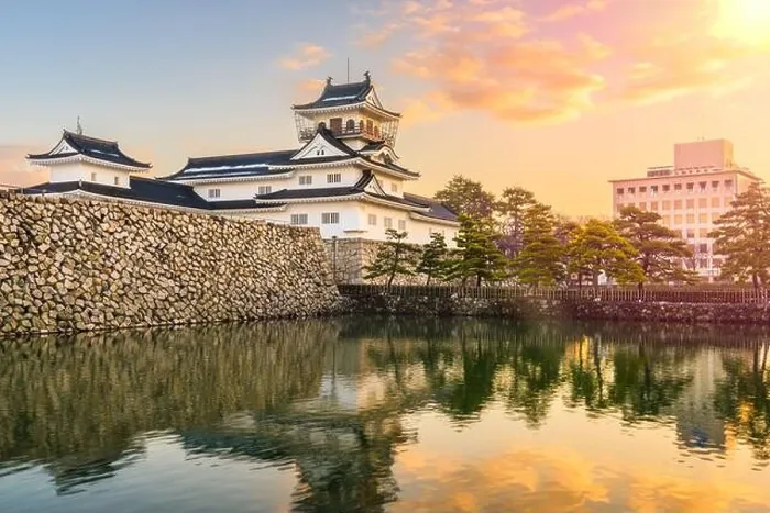 Framed Print : Toyama, Japan at Toyama Castle from the moat at twilight Framed Print : Toyama, Japan at Toyama Castle from the moat at twilight